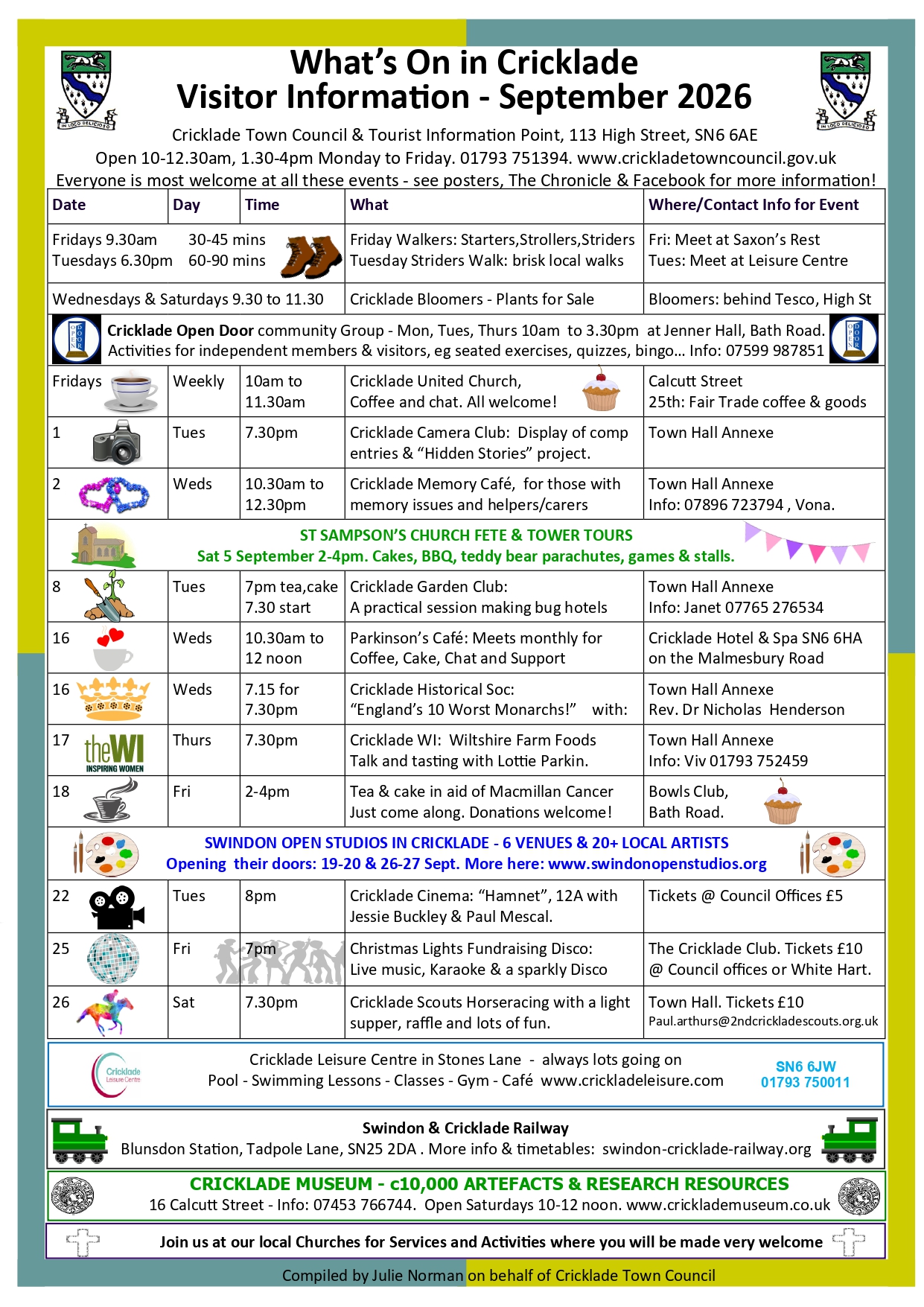 Whats On in Crickdale visitor information september 2026